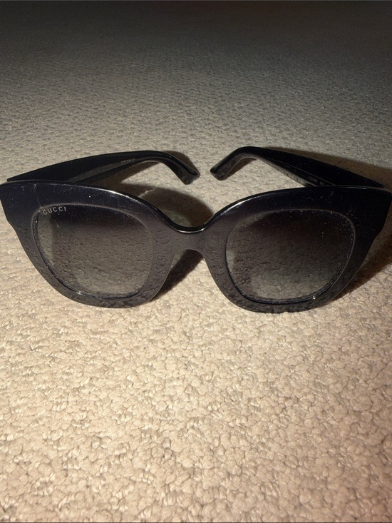 Gucci Accessories - Gucci Black Cat-Eye Sunglasses with Star Details and Gold Logo